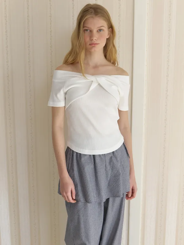 A TWIST JERSEY TOP_WHITE