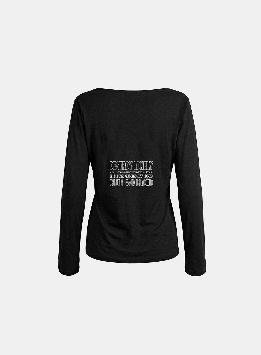 배드블러드 [w-tee26-122] CLUB BAD POST Boat Neck T-Shirt - Black 상품 이미지 2
