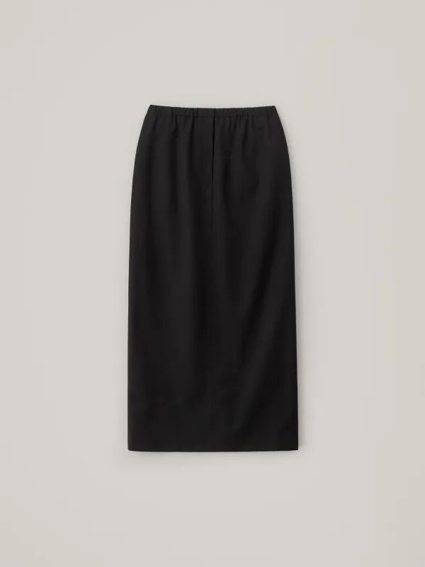 Relaxed Wool Maxi Skirt - Black