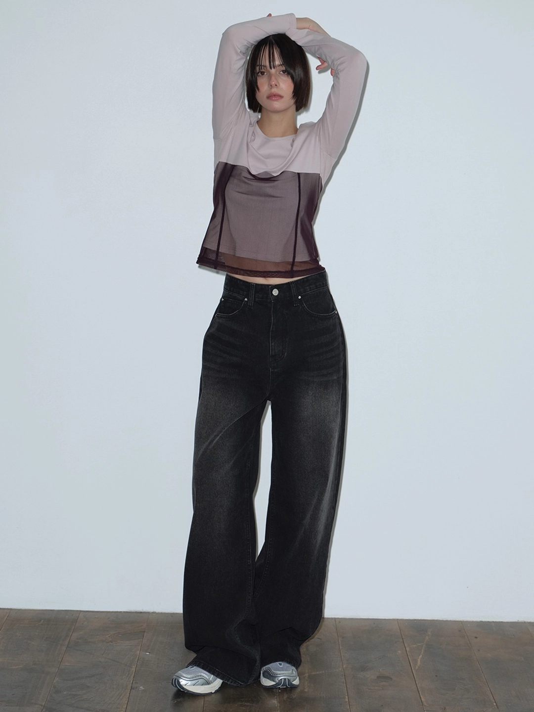 마가린핑거스 RIVET WIDE DENIM PANTS (BLACK) 상품 이미지 2