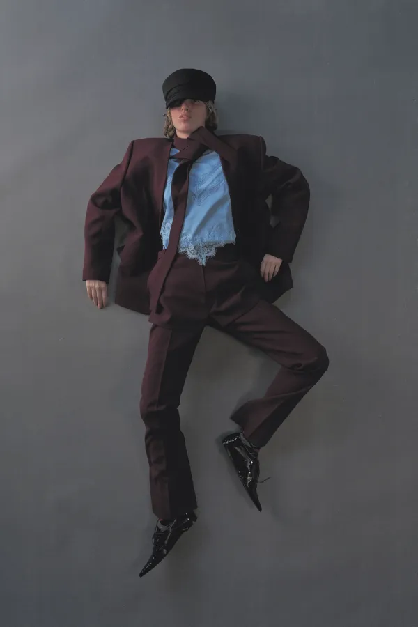 PF26 WINE DETACHABLE LAPEL JACKET