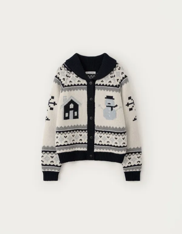 Snowman Nordic Wool Cowichan Cardigan - Ivory
