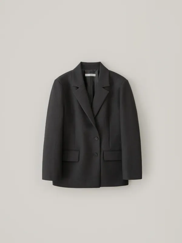 Double Breasted Oversized Jacket - Charcoal