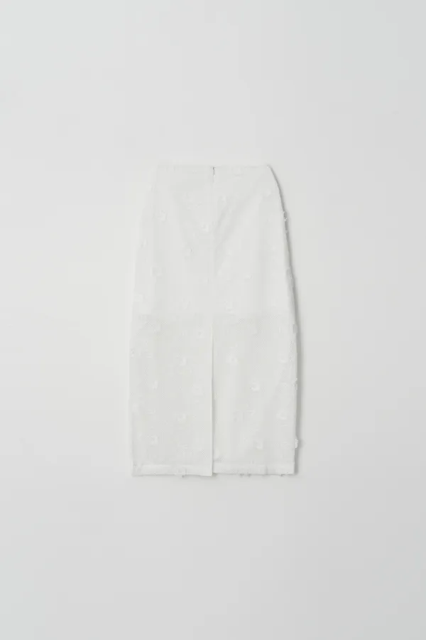 Flower Long Skirt (white)