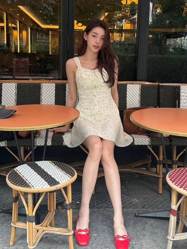 TISHA sleeveless mini dress_yellow flower