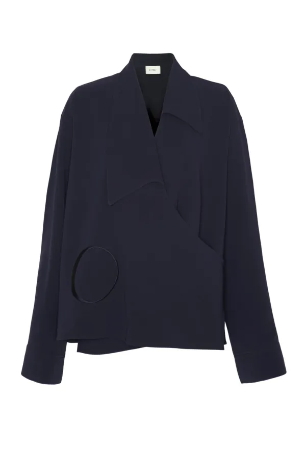 LEHH\'O\' GEORGETTE CREPE CADY WRAP BLOUSE