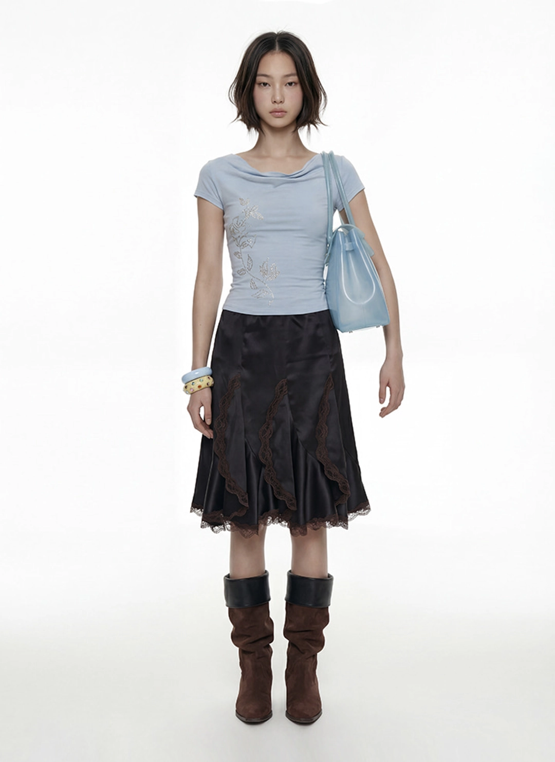 루루서울 HOLY SATIN SKIRT (BLACK) 상품 이미지 1