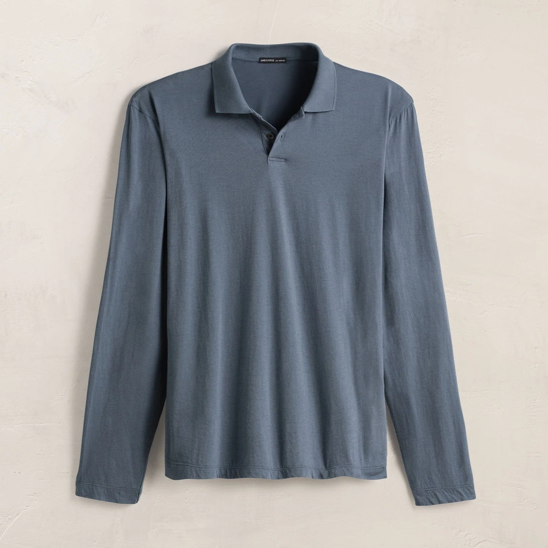 제임스펄스 Luxe Lotus Jersey Long Sleeve Polo - Cascade 상품 이미지 1