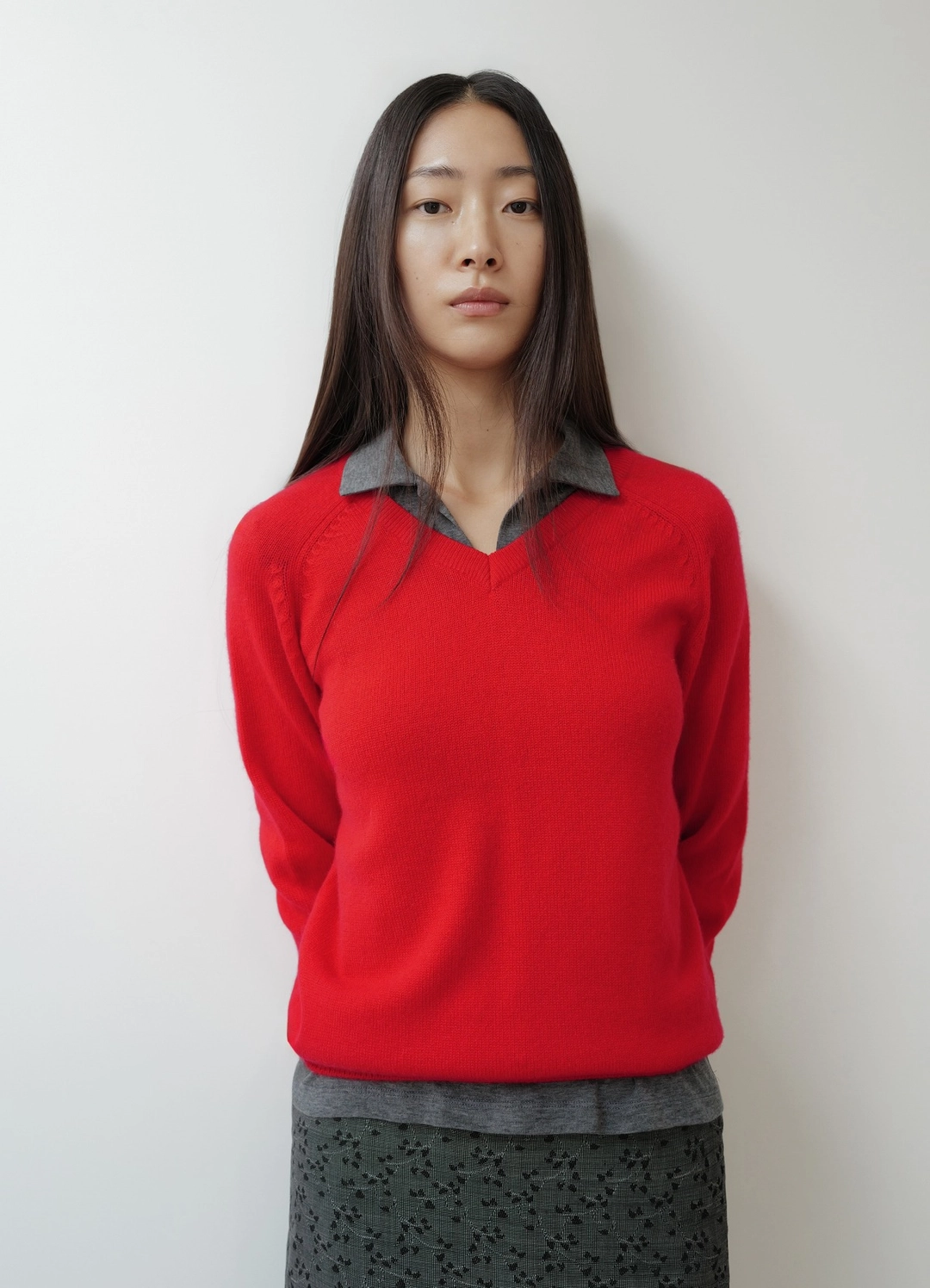 렉스핑거마르쉐 Pure Cashmere V-Neck Knit / Red 상품 이미지 1