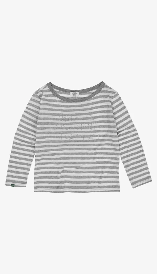 230. Off Shoulder Stripe T _ Melange Grey