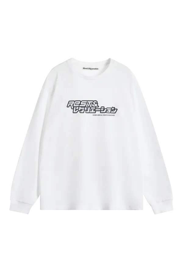 ANIME LOGO LONG SLEEVE TOP - WHITE