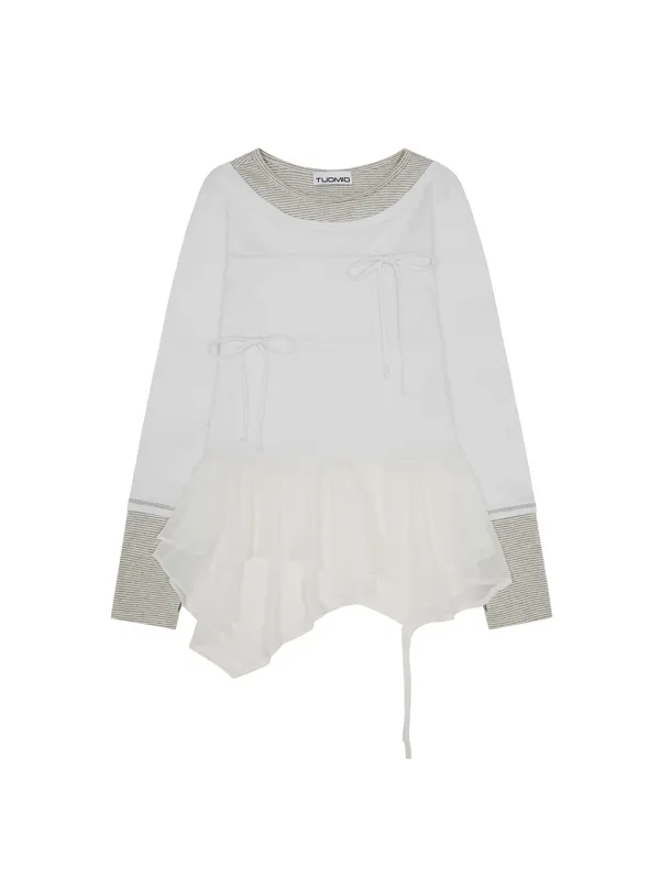 LAYERED TAIL RIBBON TOP [WHITE]