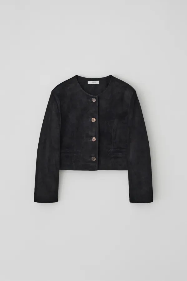 1st re-stock) T/T Haag crop suede jacket (black)