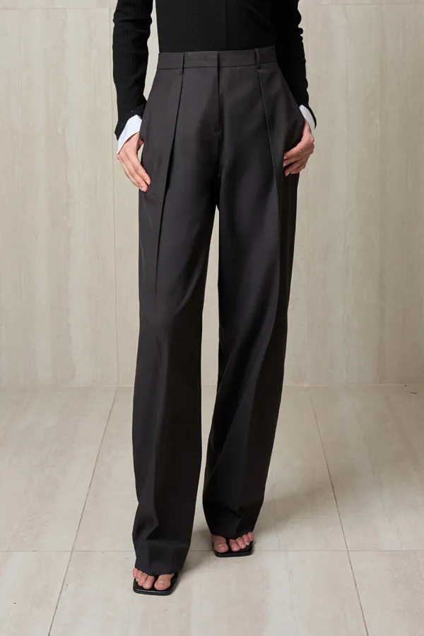 PINTUCKED BALLOON TROUSERS DARK GRAY