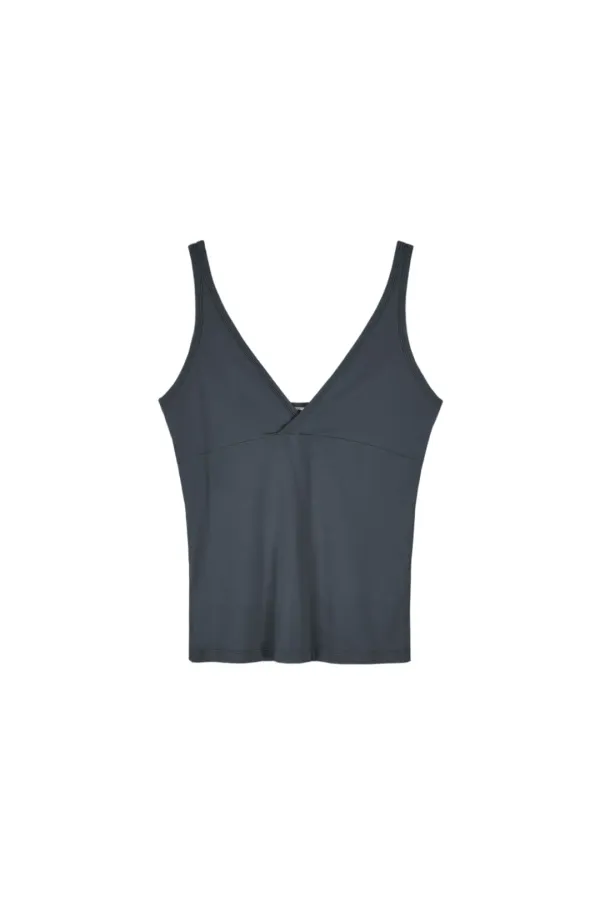 V NECK SLEEVELESS T-SHIRTS (BLUE GRAY)