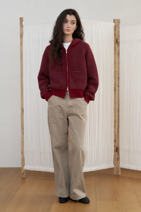 HALO STRIPE KNIT_red/charcoal [9/16예약배송]