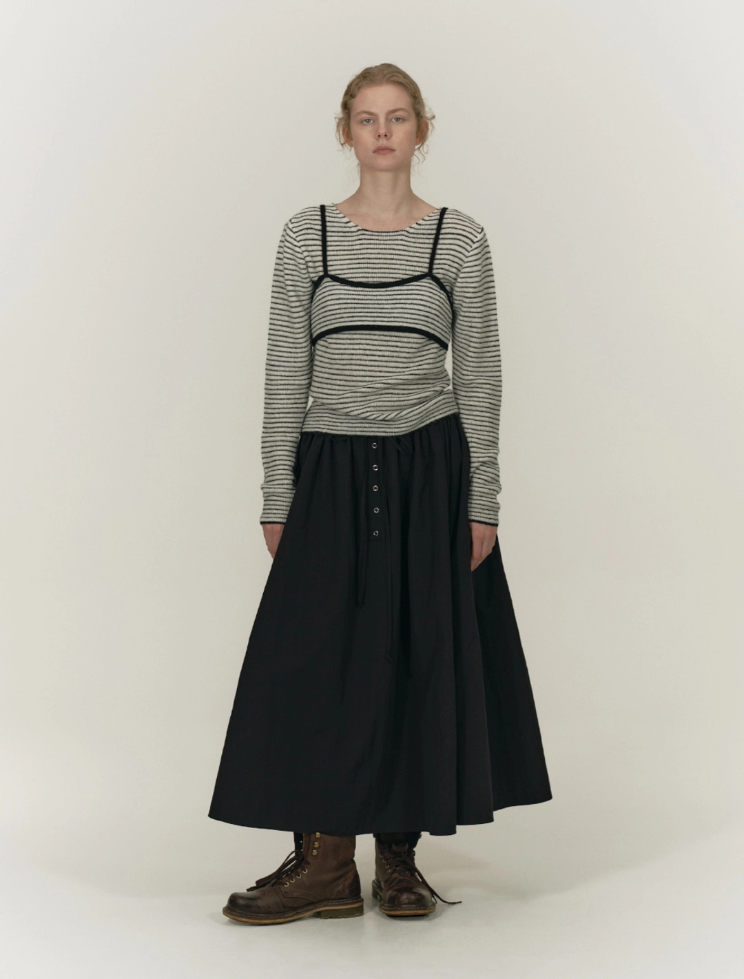 솔티페블 BRALETTE LAYERED KNIT SET UP [STRIPE] 상품 이미지 2