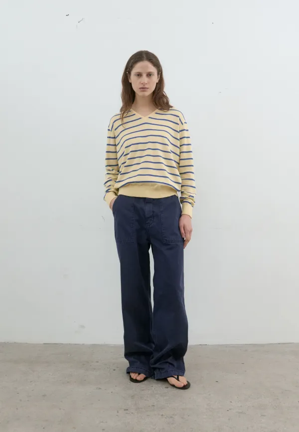 Stripe v-neck pullover (lemon)