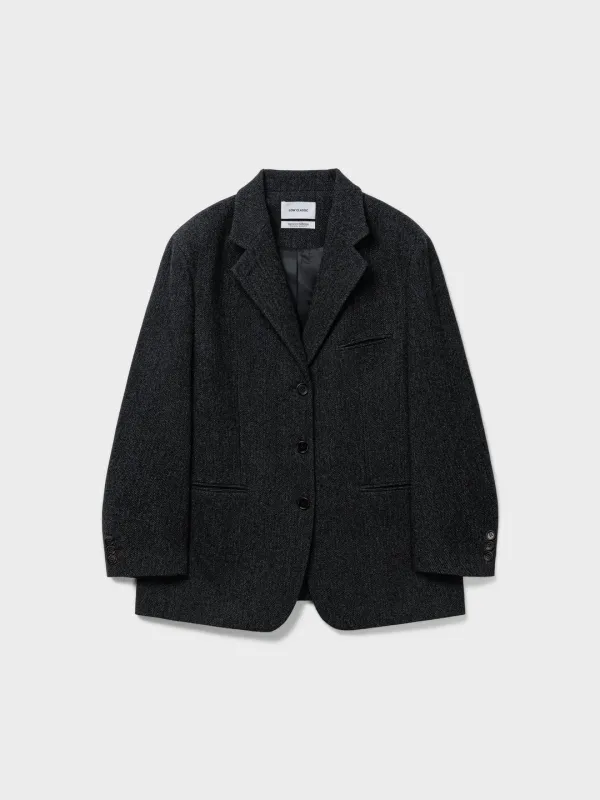 Oversized Wool Tailored Jacket_Grey