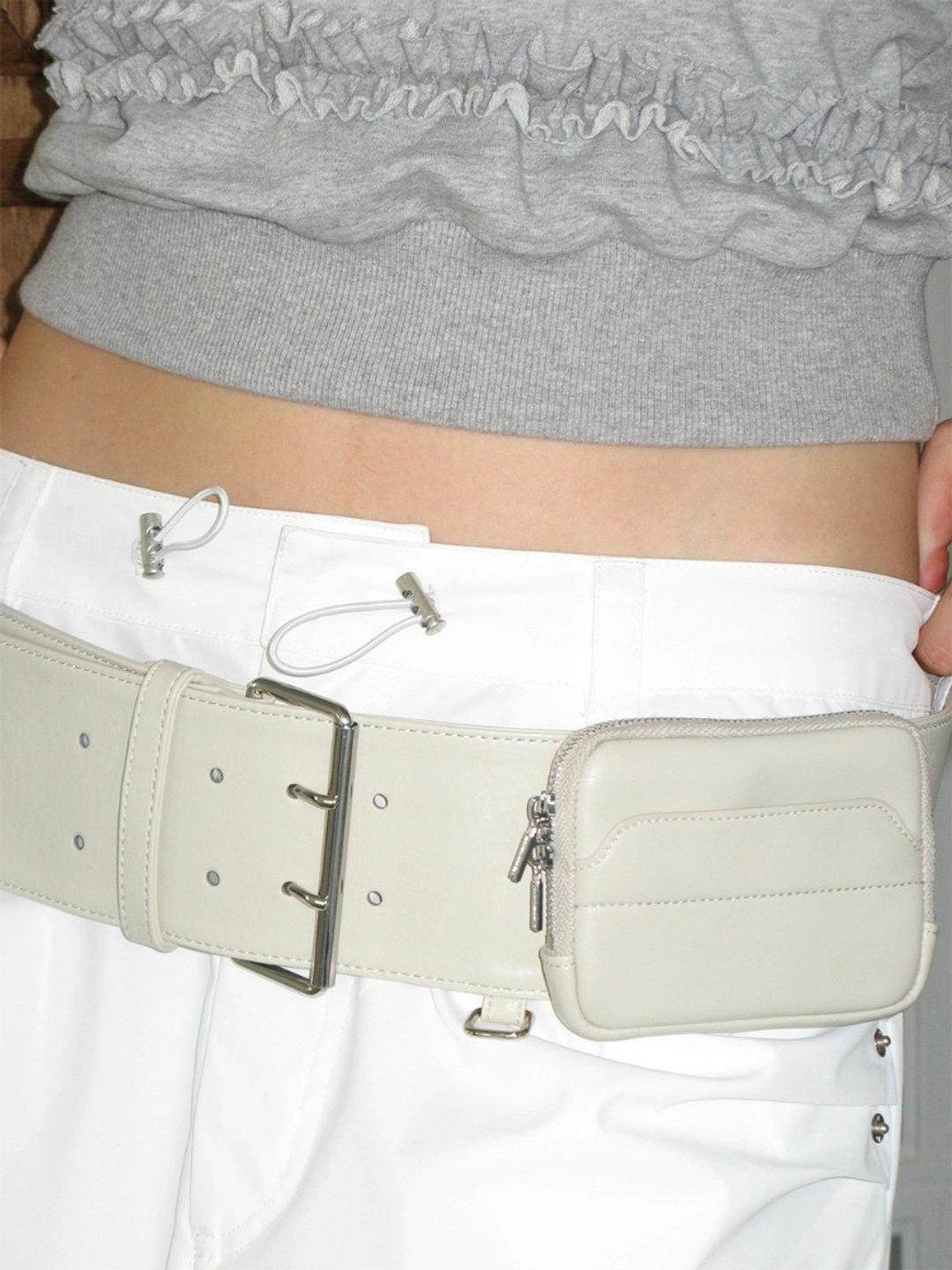 밀로 우먼 Square Buckle Pouch Belt [Ecru] 상품 이미지 2
