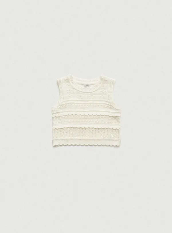 Karin Scallop Knit Vest_Cream