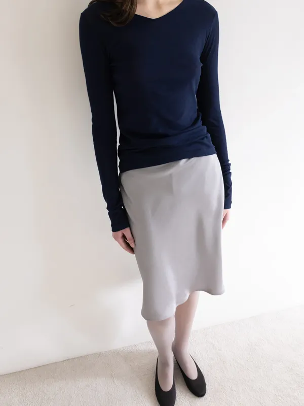 GLINT MIDI SKIRT BY JAPANESE FABRIC [GREY, BLACK]