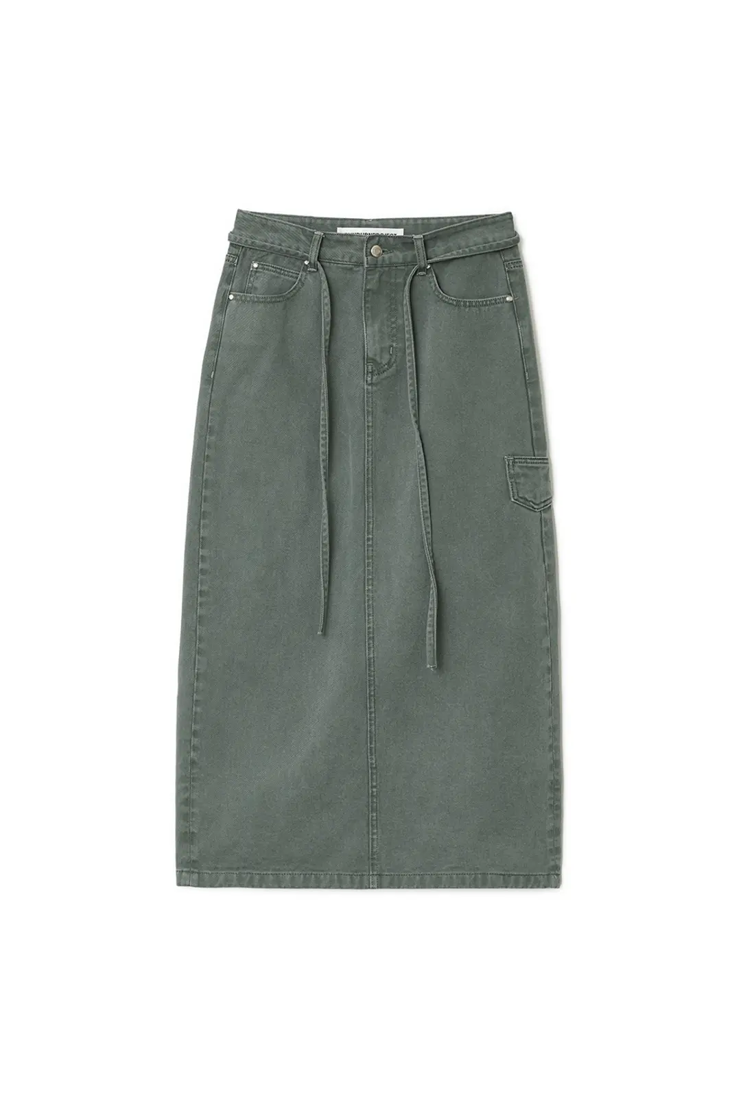 썬번프로젝트 STRING COLOR DENIM MAXI SKIRT, KHAKI 상품 이미지 1