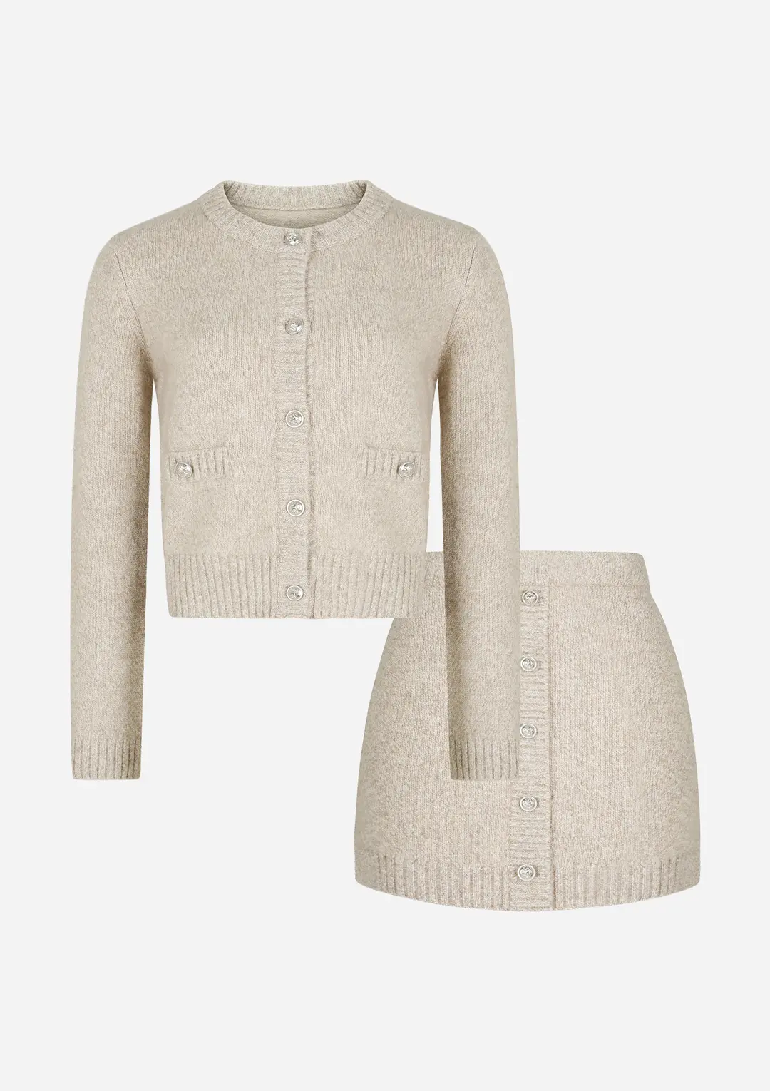Classic beige mix knit set