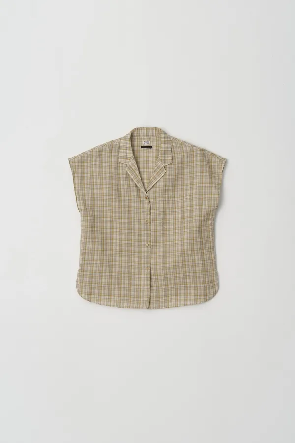 Sleeveless Check Shirt (mustard)