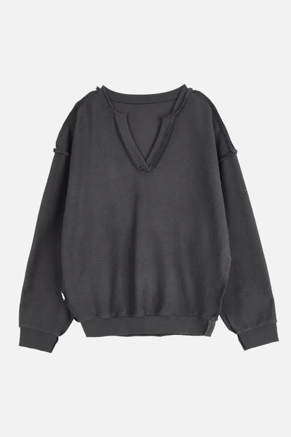Cr V-Neck Sweatshirt _ Charcoal
