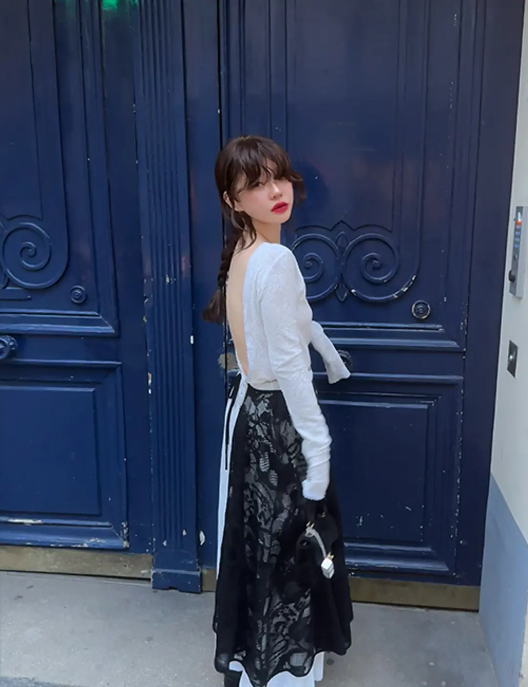 프레클 backless maxi dress in lace white 상품 이미지 2