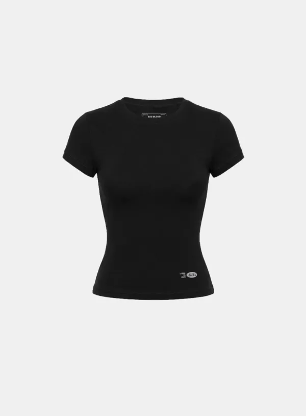 [w-tee26-055] BS Cotton Jersey Fitted Short Sleeve T-Shirt - Black