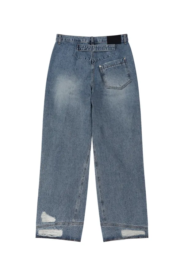 TWISTED CINCH BACK JEANS IN BLUE