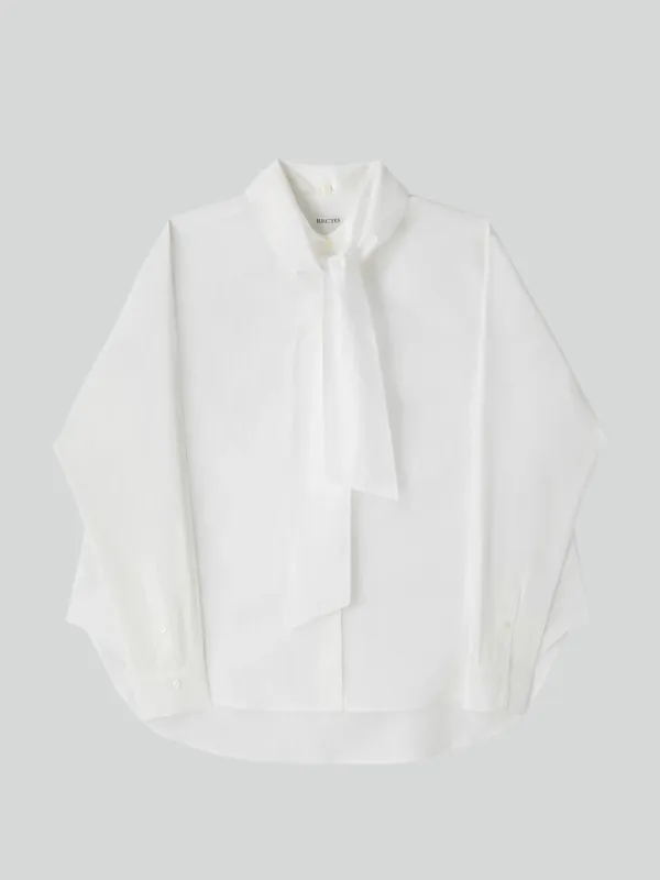 DETACHABLE SCARF COTTON SHIRT (OFF WHITE)