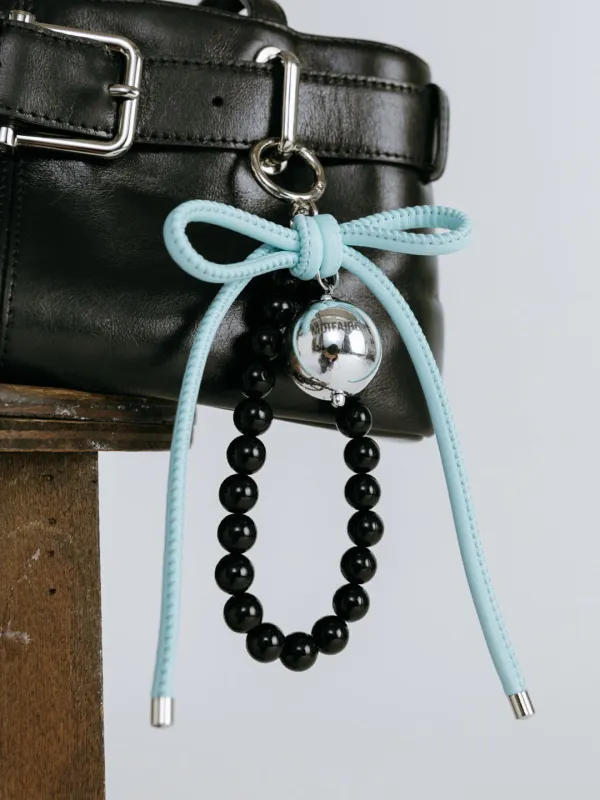 RIBBON BEAD KEYRING / SKYBLUE