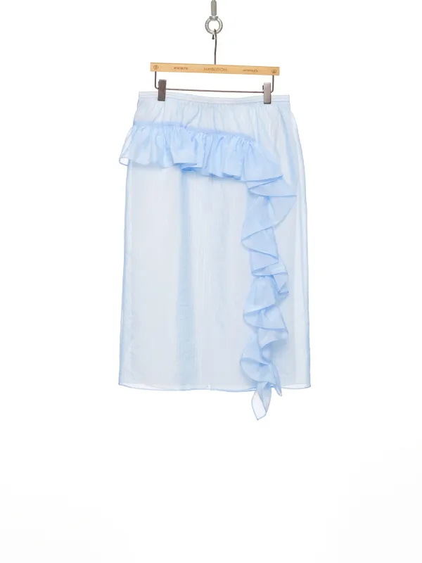 PS26 BLUE RUFFLE SHEER LAYERED MIDI SKIRT
