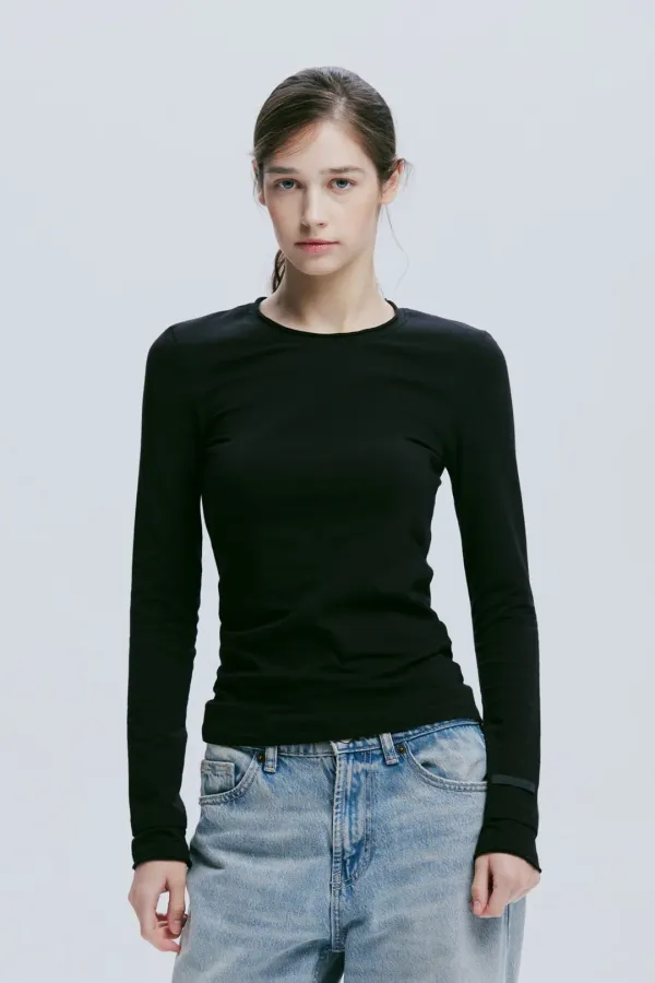DOUBLE LAYERED LONG SLEEVE TOP (BLACK)