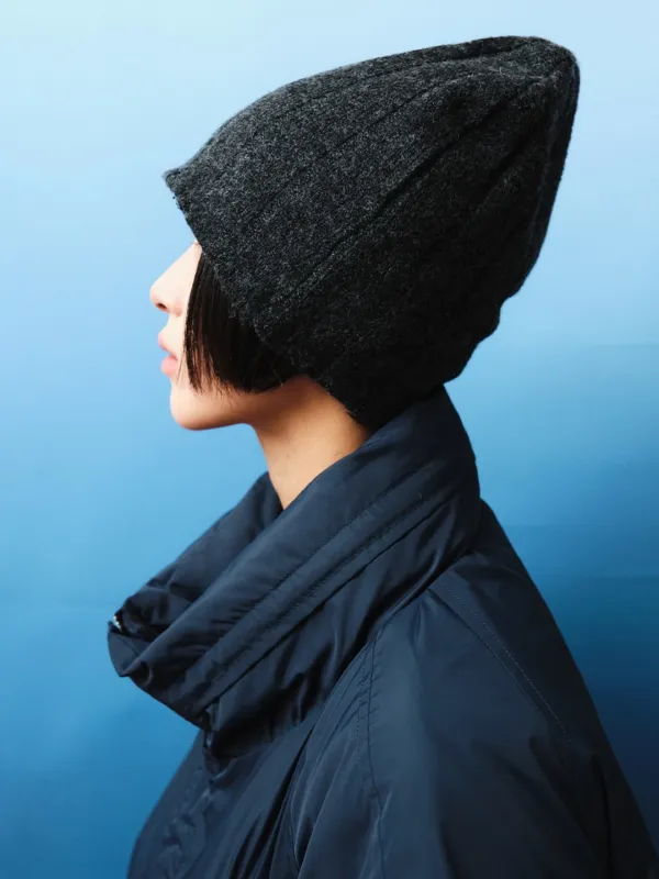 [PLZPROJECT]OVER-RIBBED BEANIE, CHARCOAL