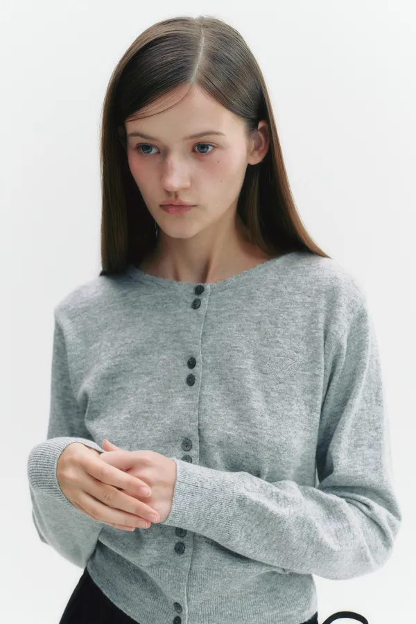 [배우 박민영 착용] Signature Logo Wool Cardigan Gray