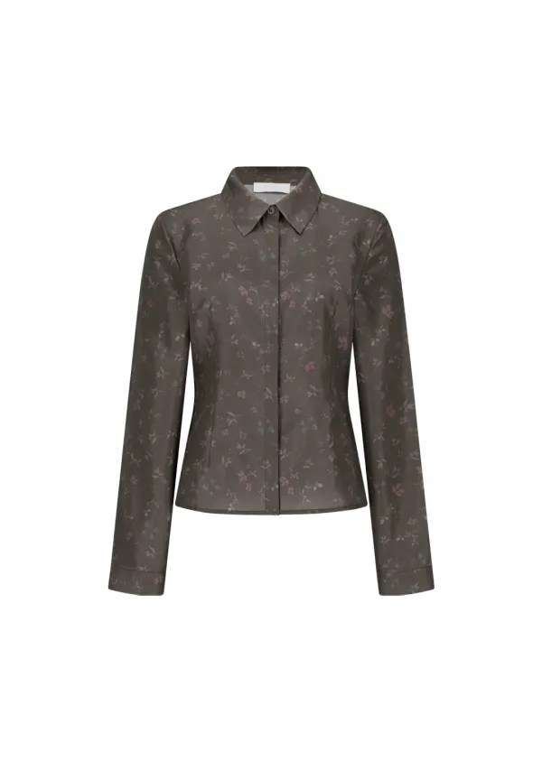Silk floral shirt, Brown