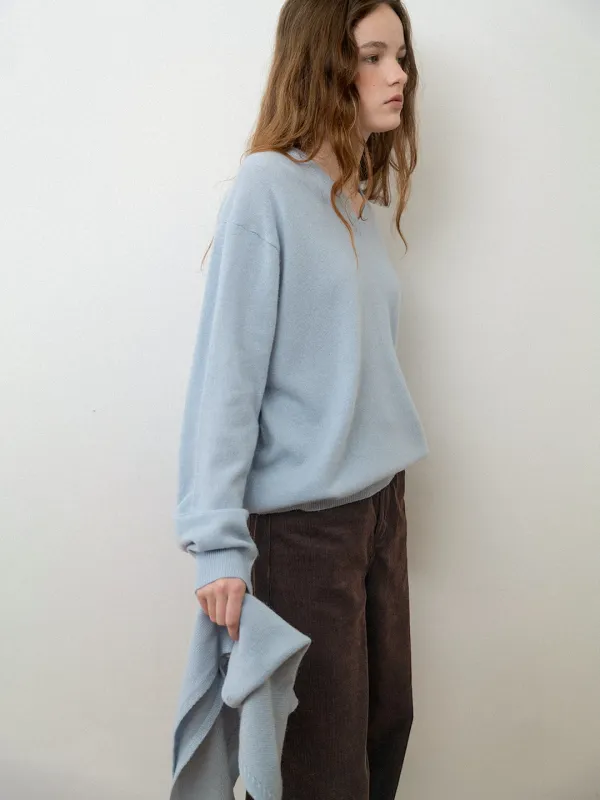 Miles wool v-neck knit_light blue