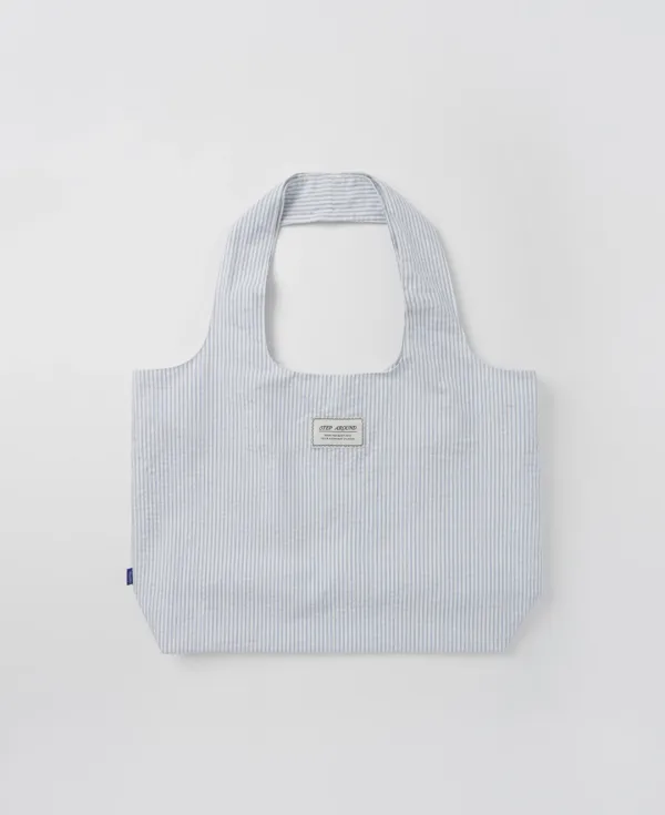 Stripe Cotton Shoulder Bag_BLUE