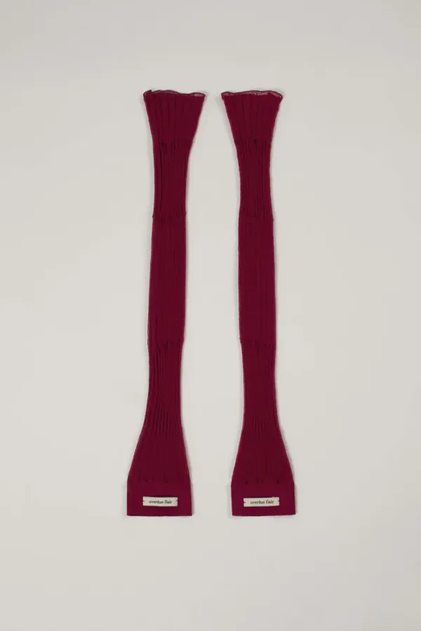 [EXCLUSIVE]SHEER RIBBED LEG WARMER_BURGUNDY
