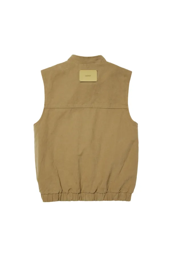DEINET MULTI POCKET COTTON VEST IN BEIGE