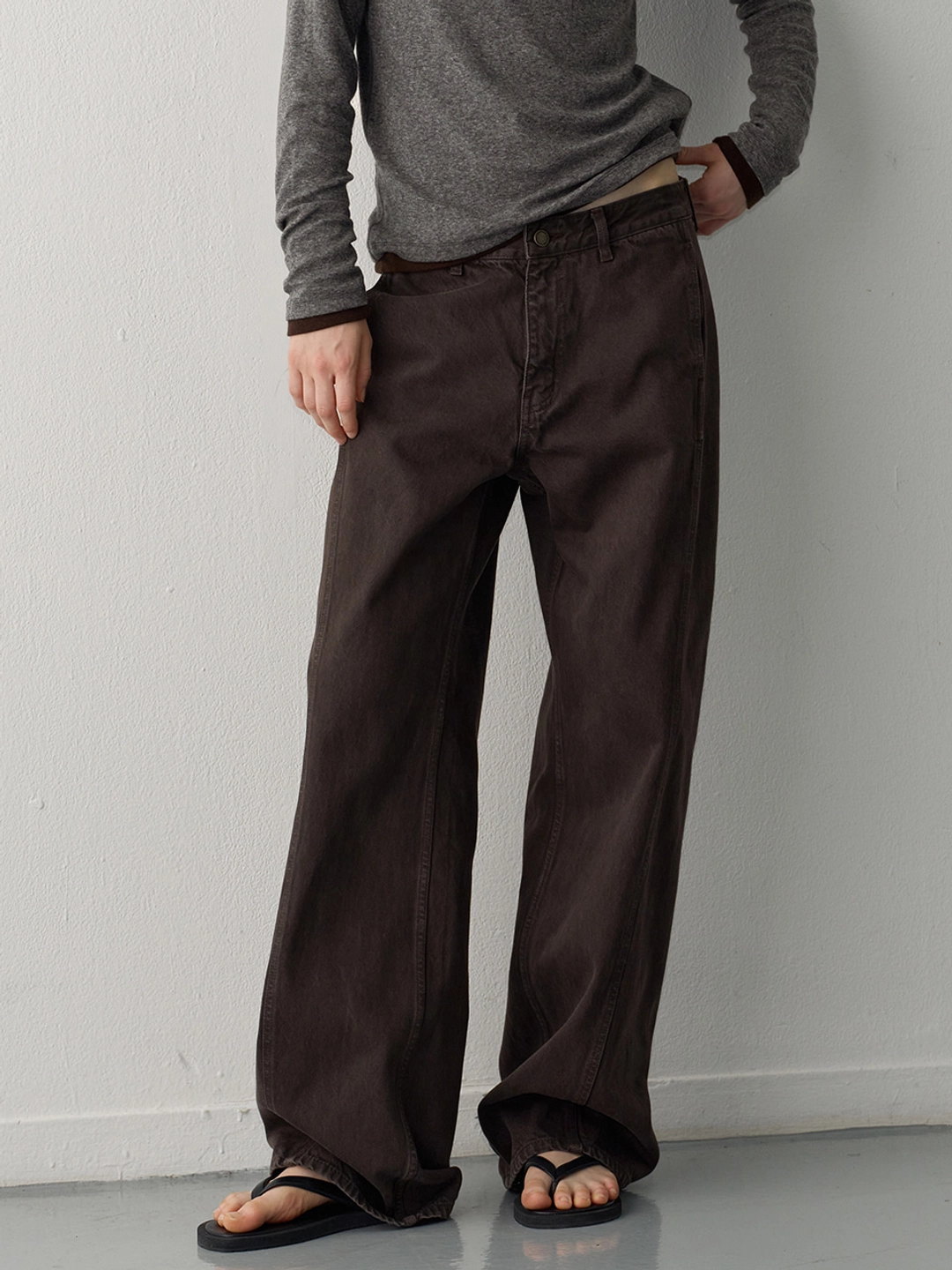 파사드패턴 [일부옵션 3차 10/22예약배송] 커브드 데님_vintage brown 상품 이미지 1