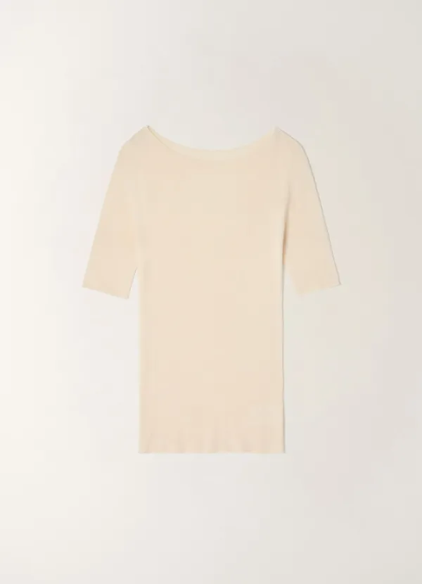 Whole Garment Silk Soft Boat-Neck Knit Top_2color
