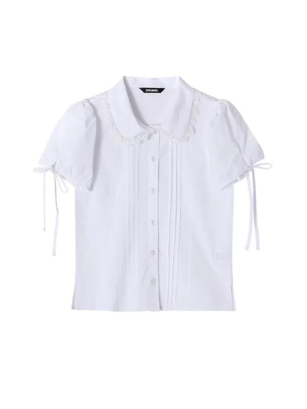PINTUCK LACE COLLAR BLOUSE_WHITE