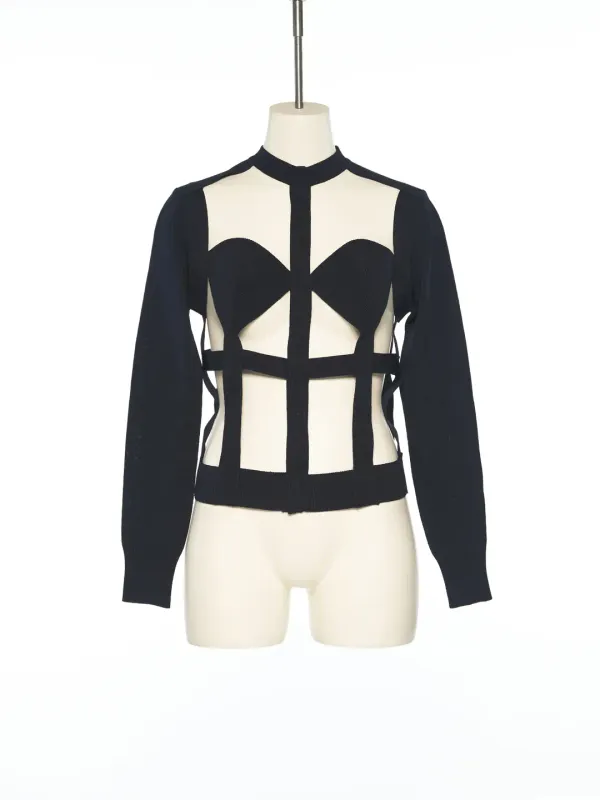 PS25 DARK NAVY NET CARDIGAN