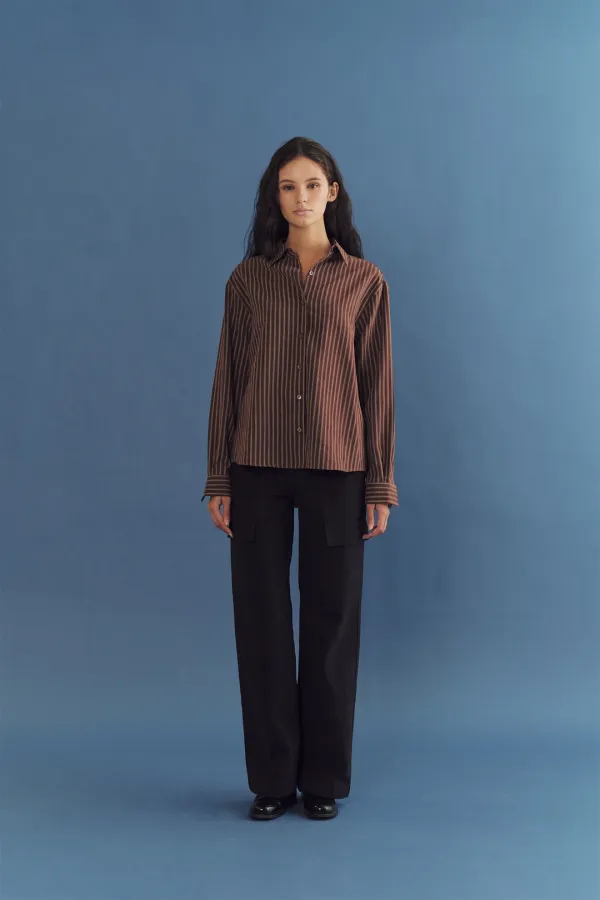 Common stripe shirt (brown)