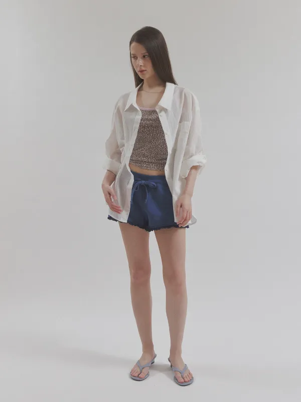 sheer stripe roll up shirts (white)